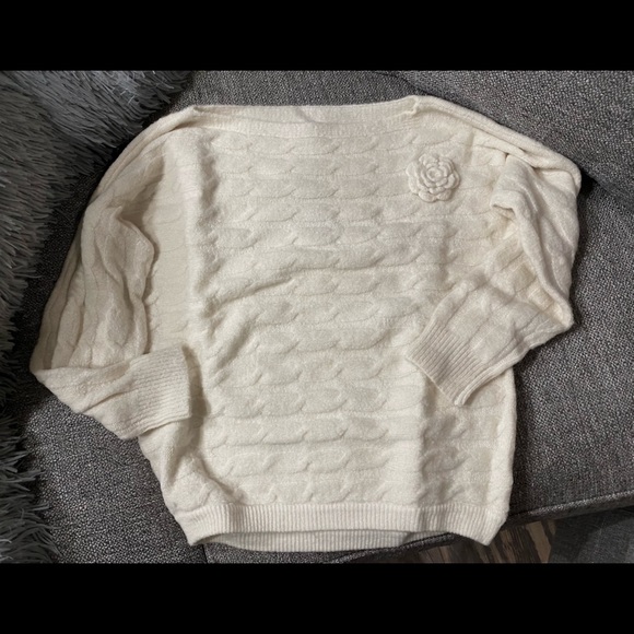 Military Hippie Sweaters | New Last One- Military Hippie, Rose Sweater- | Color: Cream | Size: LGXLG | Noboisboutique's Closet